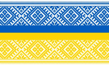 Ulusal renklerde nakış Ukrayna vektör arka plan geleneği. İskandinav deseni. Norveçli Jacquard