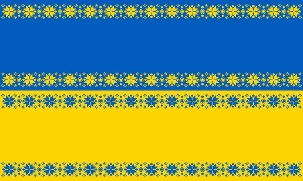 Bandera Ucrania Patrón Nacional Amarillo Azul Background Scandinavian Patrón Noruego — Archivo Imágenes Vectoriales