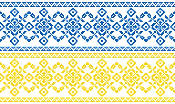 Ornamen Ukraina Untuk Pakaian Dalam Warna Nasional Bendera Ukraina Pola - Stok Vektor