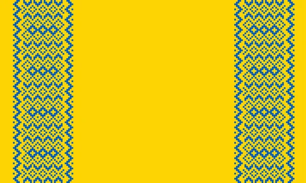 Ornamento Ucraniano Fundo Amarelo Glória Ucrânia Bordado Bandeira Para Ucrânia —  Vetores de Stock