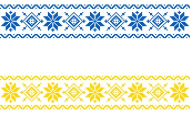 Norveçli Jacquard. Ukrayna halk kıyafetleri. Nakış için desenler. Beyaz arkaplana işlenmiş Ukrayna süsü