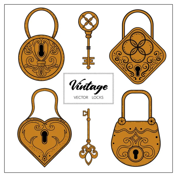 Vektör eli çizilmiş antika kilitler