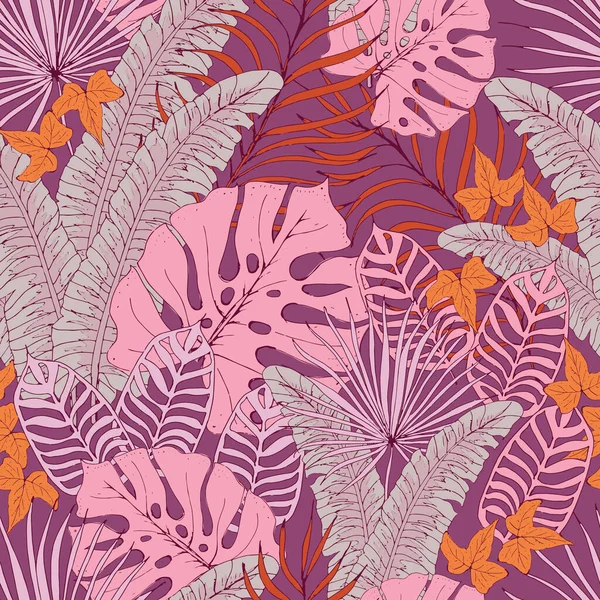 Vecteur coloré tropical sans couture motif impression arrière-plan. — Image vectorielle