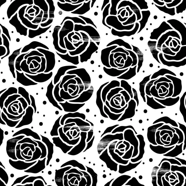 白色上的矢量无缝图案黑色玫瑰. — 图库矢量图片