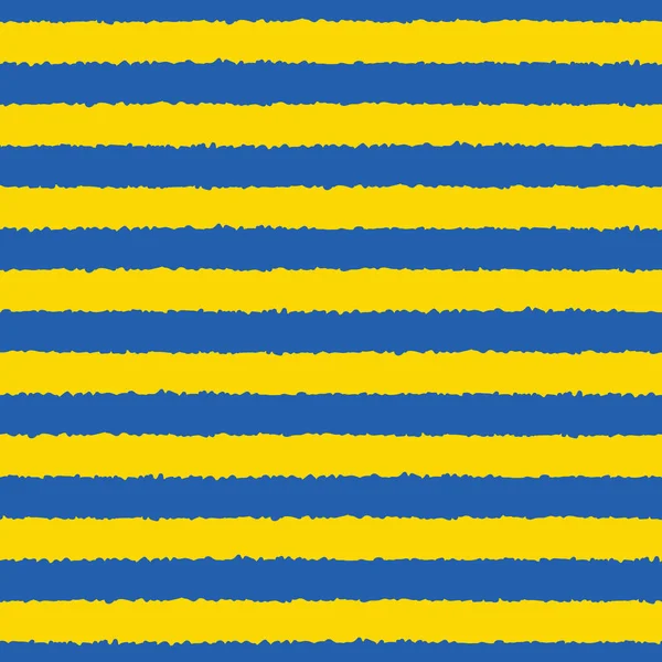 Vector seamless pattern background blue and yellow raw hand drawn stripes Ukraine flag colors. — Stock Vector