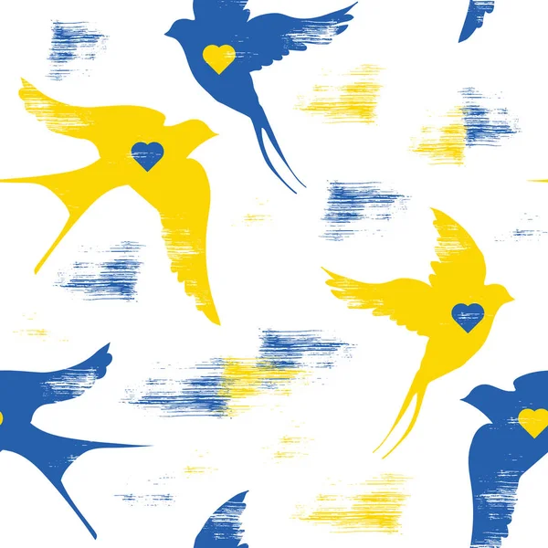 Vektör desensiz arka plan mavi ve sarı kuşlar Ukrayna bayrak renkleri.