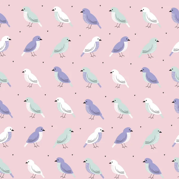 Διάνυσμα αδιάλειπτη μοτίβο φόντο με τα πουλιά σε παστέλ χρώματα — Διανυσματικό Αρχείο