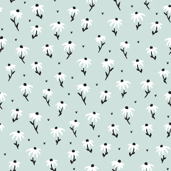 Fond de motif vectoriel sans couture avec des fleurs d'échinacée dessinées à la main. — Image vectorielle