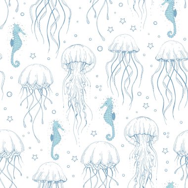 Vektör mor denizanası. Denizatı dokusu. Arka planda iz yok.