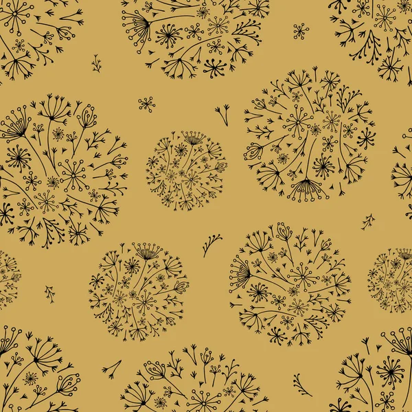 Διάνυσμα αδιάλειπτη μοτίβο φόντο με άγρια λουλούδια σε κύκλους — Διανυσματικό Αρχείο