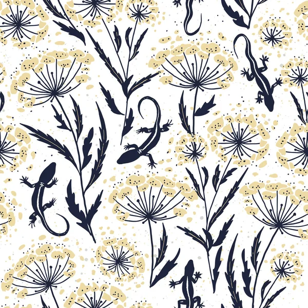 Delicate Wild Meadow Print Seamless Vector Background Vector Seamless Pattern — Vector de stock