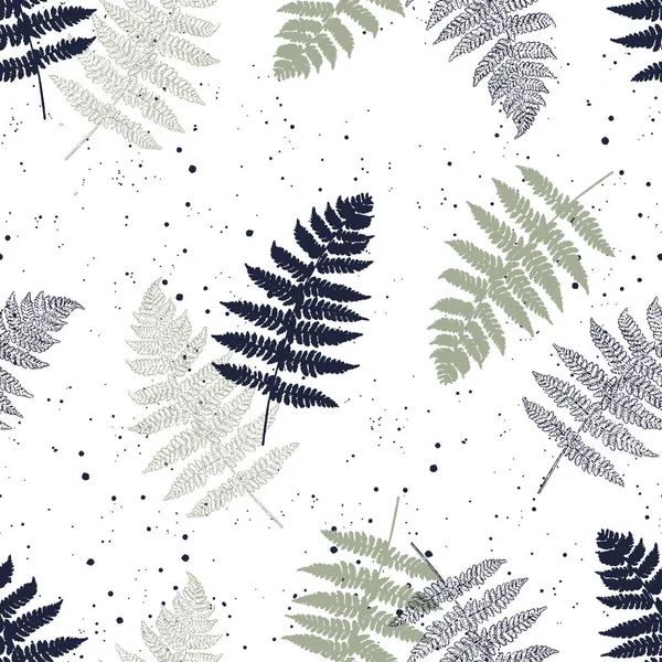 Eğrelti otu yapraklarının boya izleriyle kusursuz desen. Hassas gri, mavi, yeşil. Tekstil, kumaş, duvar kâğıtları, grafik sanatı, baskı vs. için mükemmel.