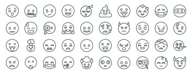 Gizli emoji, sessiz emoji, rapor, sunum, diyagram, web tasarımı gibi 40 düz emoji web simgesi dizisi.