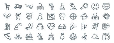 Motosiklet, vitamin, dağcılık, serbest stil, gazete readign, akvaryum, yoga ikonları, sunum, diyagram, web gibi 40 düz aktivite ve hobi web simgesi