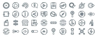 set of 40 flat user interface web icons in line style such as cinema star, photo album, paper bird, winking smile, level, number, heart on calendar icons for report, presentation, diagram, web clipart