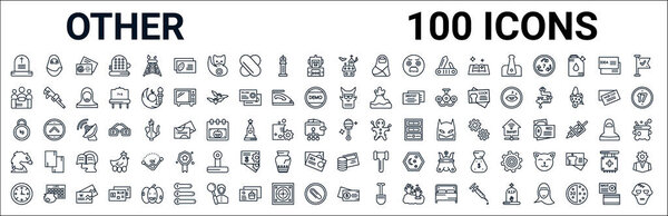 набор контуров других значков линий. линейные векторные иконы, такие как арабская женщина, ограниченная ответственность, японский демон, килограммы, погремушка ребенка, арабская лошадь, денежная карта, черная абстрактная визитная карточка. вектор