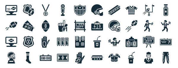 Σύνολο Γεμάτο Αμερικανικό Ποδόσφαιρο Web Icons Στυλ Glyph Όπως Αμερικανική — Διανυσματικό Αρχείο