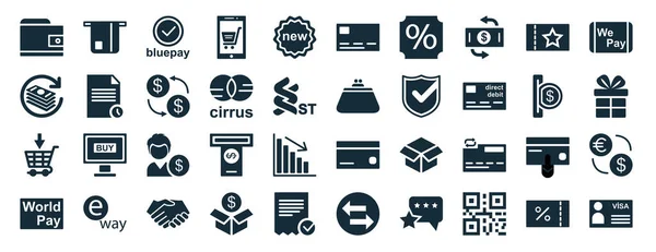 Set Filled Commerce Payment Web Icons Glyph Style Insert Card —  Vetores de Stock