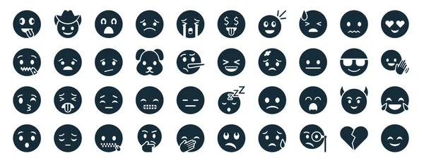 Set Filled Emoji Web Icons Glyph Style Cowboy Hat Emoji —  Vetores de Stock