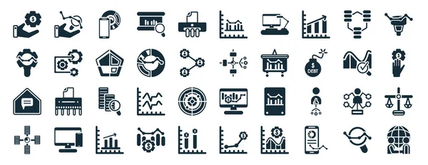 Set Van Gevulde Business Web Iconen Glyph Stijl Zoals Zakenman — Stockvector