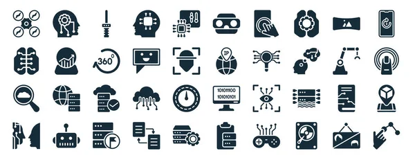 Set Filled Augmented Reality Web Icons Glyph Style Network Cookies — Stockvektor