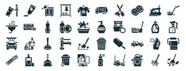 Set Filled Cleaning Web Icons Glyph Style Toothpaste Cleanin Sink —  Vetores de Stock