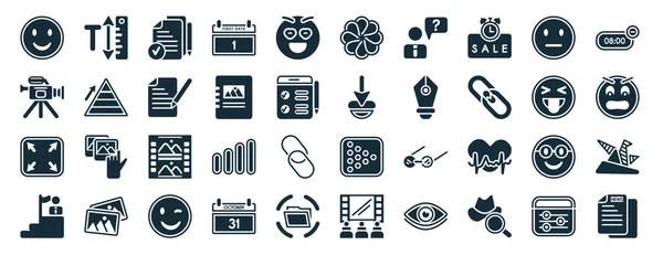 Set Filled User Interface Web Icons Glyph Style Text Height —  Vetores de Stock