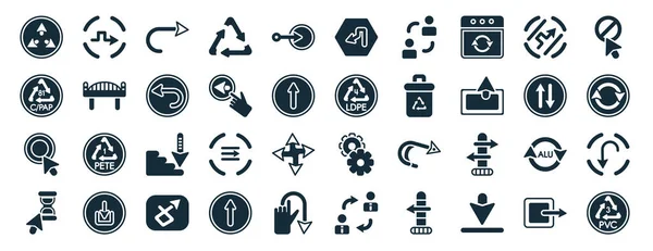 Set Filled User Interface Web Icons Glyph Style Curved Arrows — Stockvektor