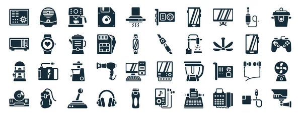Set Filled Electronic Devices Web Icons Glyph Style Air Purifier — Stock Vector