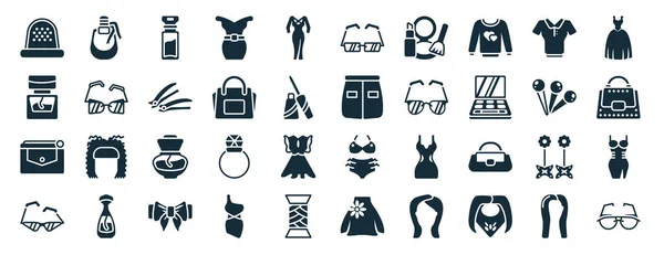 Σετ Από Filled Women Clothing Web Icons Glyph Στυλ Όπως — Διανυσματικό Αρχείο