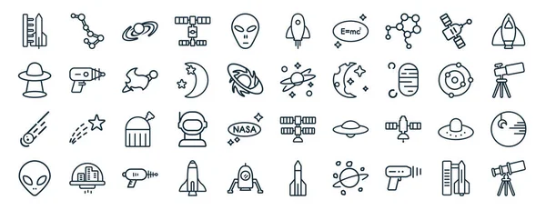 Set Flat Astronomy Web Icons Line Style Big Dipper Ufo —  Vetores de Stock