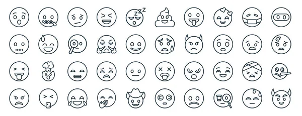 Set Flat Emoji Web Icons Line Style Secret Emoji Quiet — Stockvektor