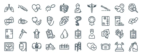 Set Flat Health Medical Web Icons Line Style Injection Plaster — Stockvektor