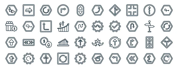 Set Flat User Interface Web Icons Line Style Turn Right — Stockvektor