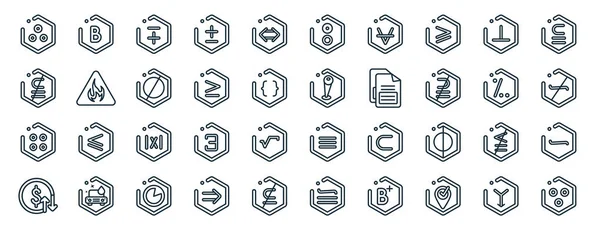Set Flat Signs Web Icons Line Style Letter Sub Proportion — Stockvektor