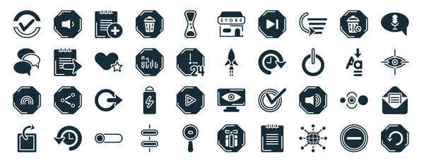 Set Filled User Interface Web Icons Glyph Style Low Volume — Vettoriale Stock