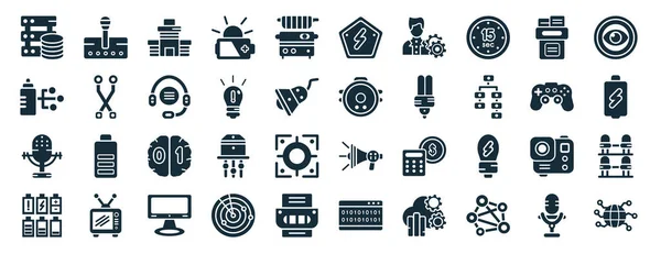 Satz Von Gefüllten Technologie Web Icons Glyphen Stil Wie Übertragung — Stockvektor