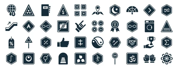 Set Filled Signs Web Icons Glyph Style Biohazard Risk Triangular — Stock Vector