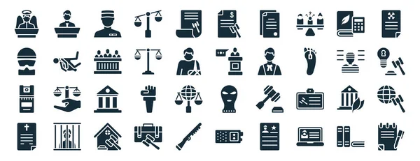 Σύνολο Συμπληρωμένο Νόμο Και Δικαιοσύνη Εικονίδια Web Στυλ Glyph Όπως — Διανυσματικό Αρχείο