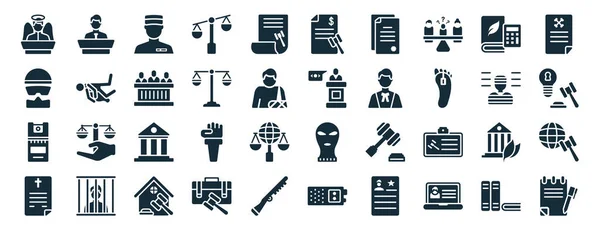 Set Filled Law Justice Web Icons Glyph Style Counsel Pepper —  Vetores de Stock