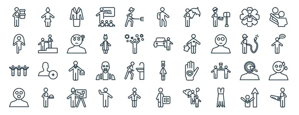 Conjunto Personas Planas Iconos Web Estilo Línea Tales Como Damas — Vector de stock