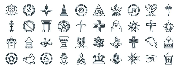 Набір Плоских Релігійних Веб Іконок Стилі Лінії Таких Христос Святиня — стоковий вектор