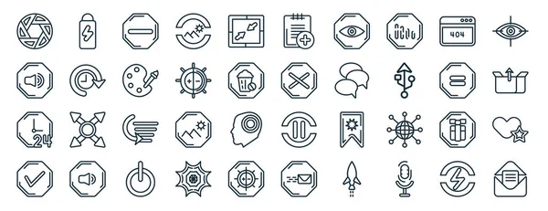 Set Flat User Interface Web Icons Line Style Screen White — Vettoriale Stock