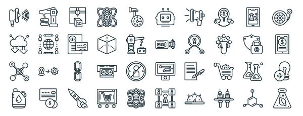 Set Flat General Web Icons Line Style Construction Crane Computing — Stockvektor