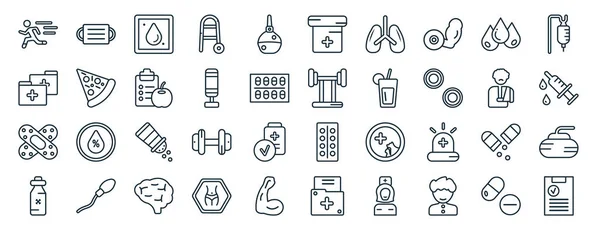 Set Flat Health Medical Web Icons Line Style Medical Mask — Stockvektor