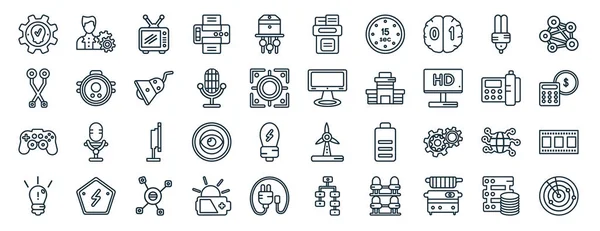 Set Flat Technology Web Icons Line Style Project Manager Printed —  Vetores de Stock