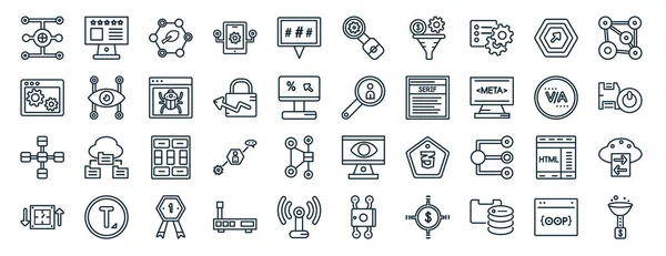 Set Flat Technology Web Icons Line Style Internet Value Back — Stock Vector