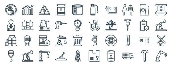 Set Flat Industry Web Icons Line Style Stats Industrial Engineer —  Vetores de Stock