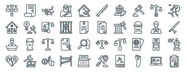 Set Flat Law Justice Web Icons Line Style Legal Paper — Stockvektor