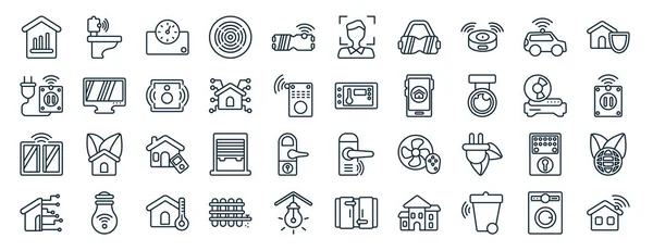 Σύνολο Επίπεδη Έξυπνο Σπίτι Web Icons Στυλ Γραμμή Όπως Έξυπνη — Διανυσματικό Αρχείο